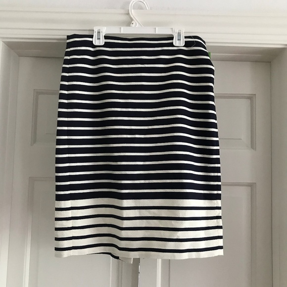 J. Crew Navy Striped Pencil Skirt Women's Size 8 - Picture 3 of 6